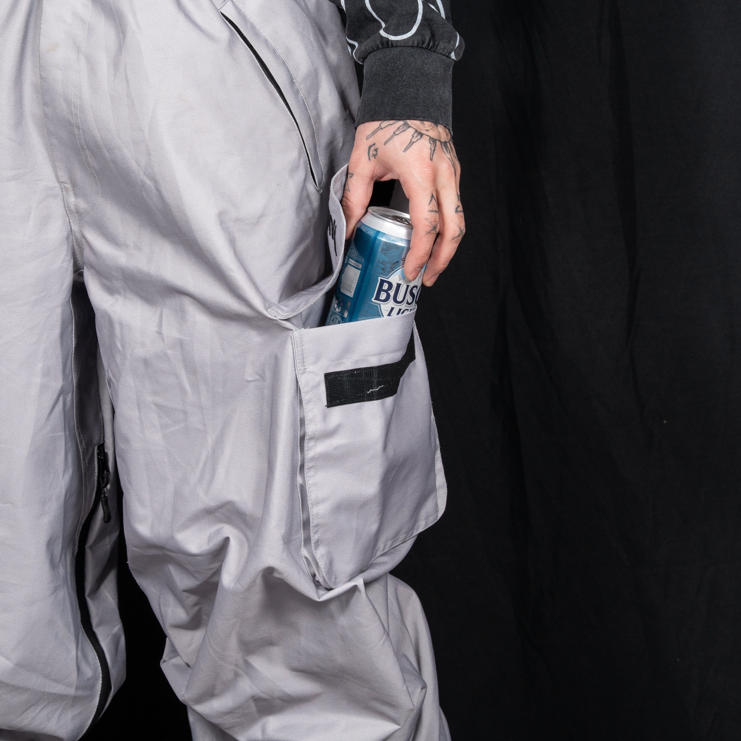 Slacker Baggy Snow Bib: Grey - Image 8